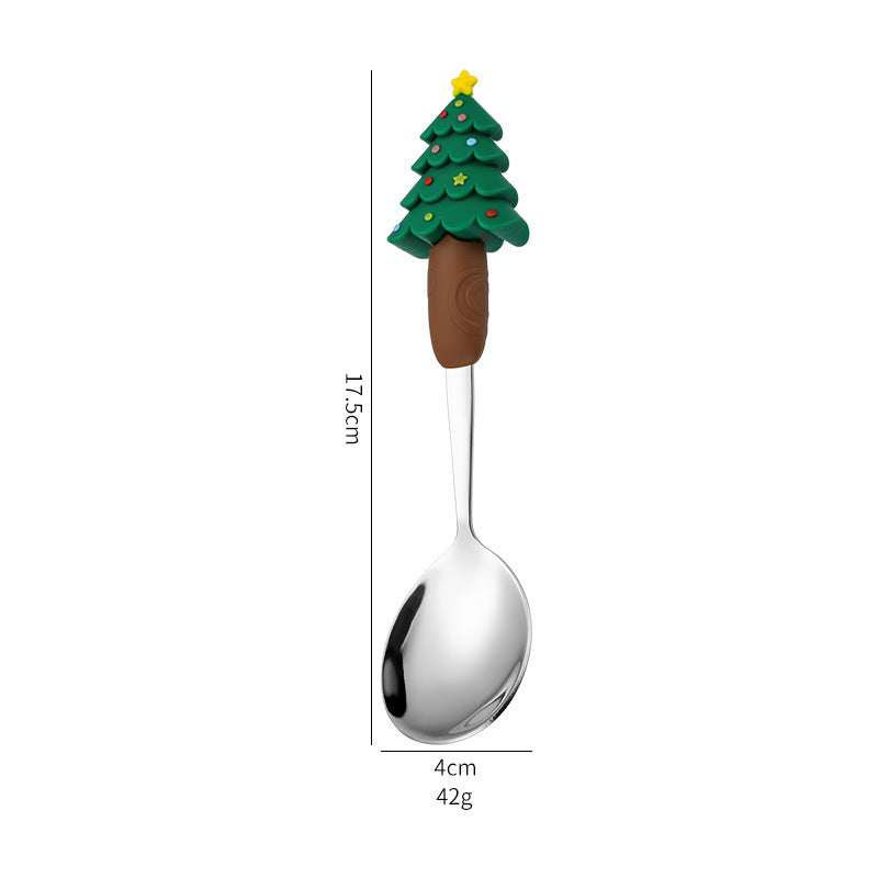Wholesale Christmas Tableware Dessert Spoon Fork Cartoon  Spoon